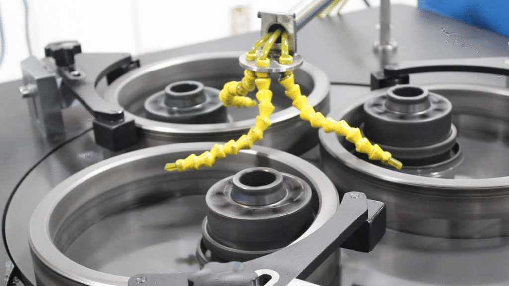 lapping machine in use